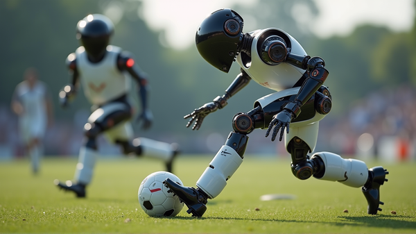 中国のロボットが3対3サッカー対決で圧倒的存在感を示す